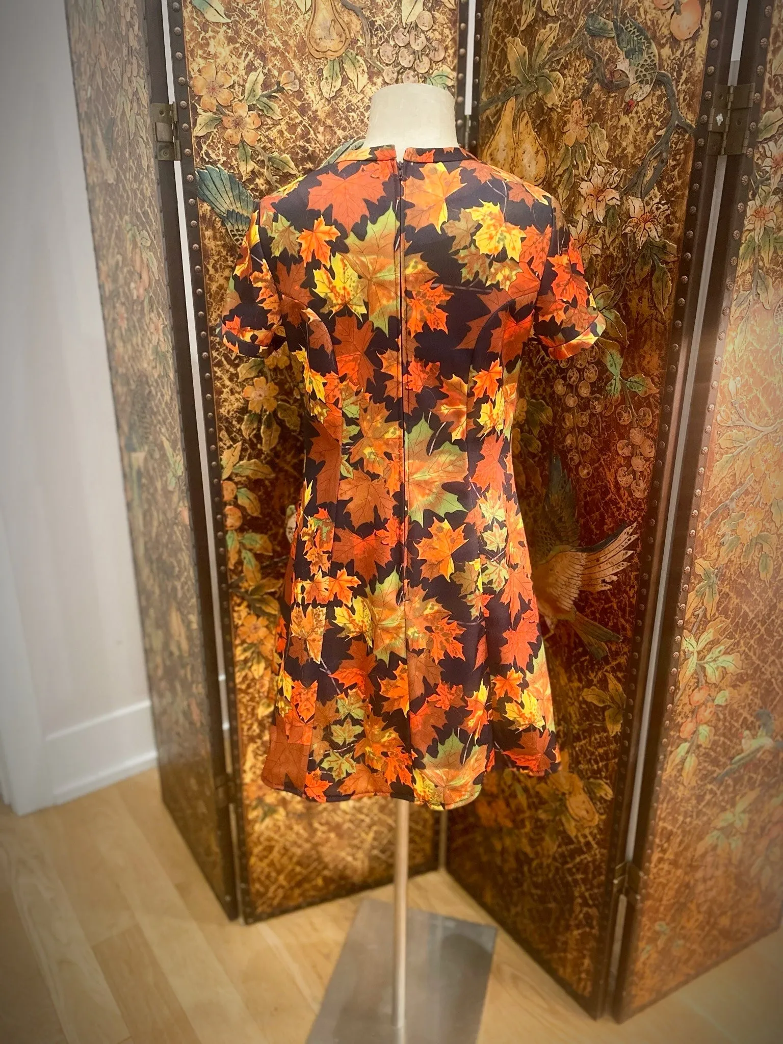 1970s Autumn Leaves Dress