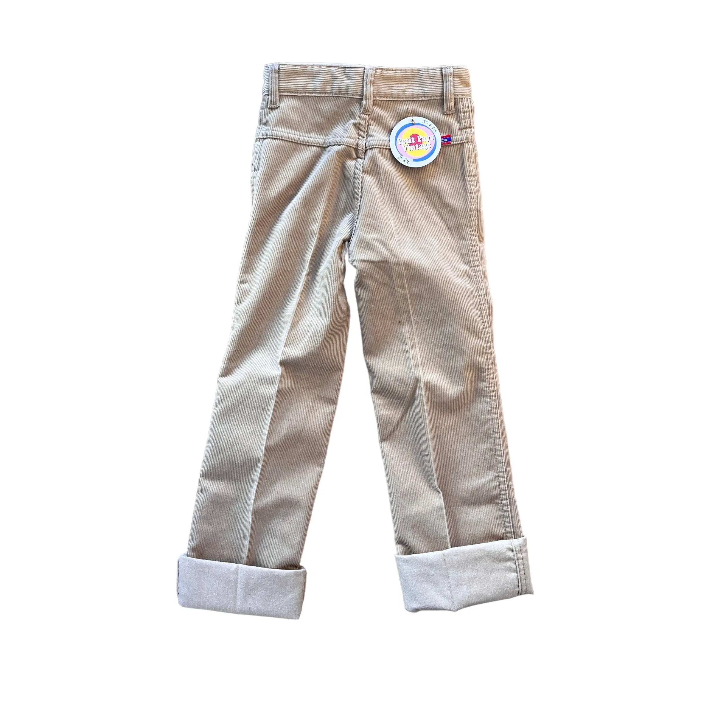 1970s Beige Cord Trousers /  5-6Y