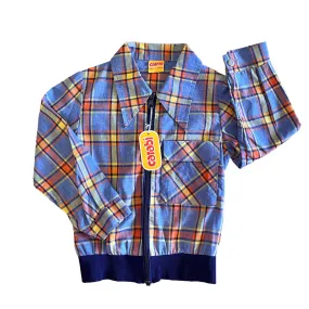 1970s Blue / Orange Check Jacket  4-5Y