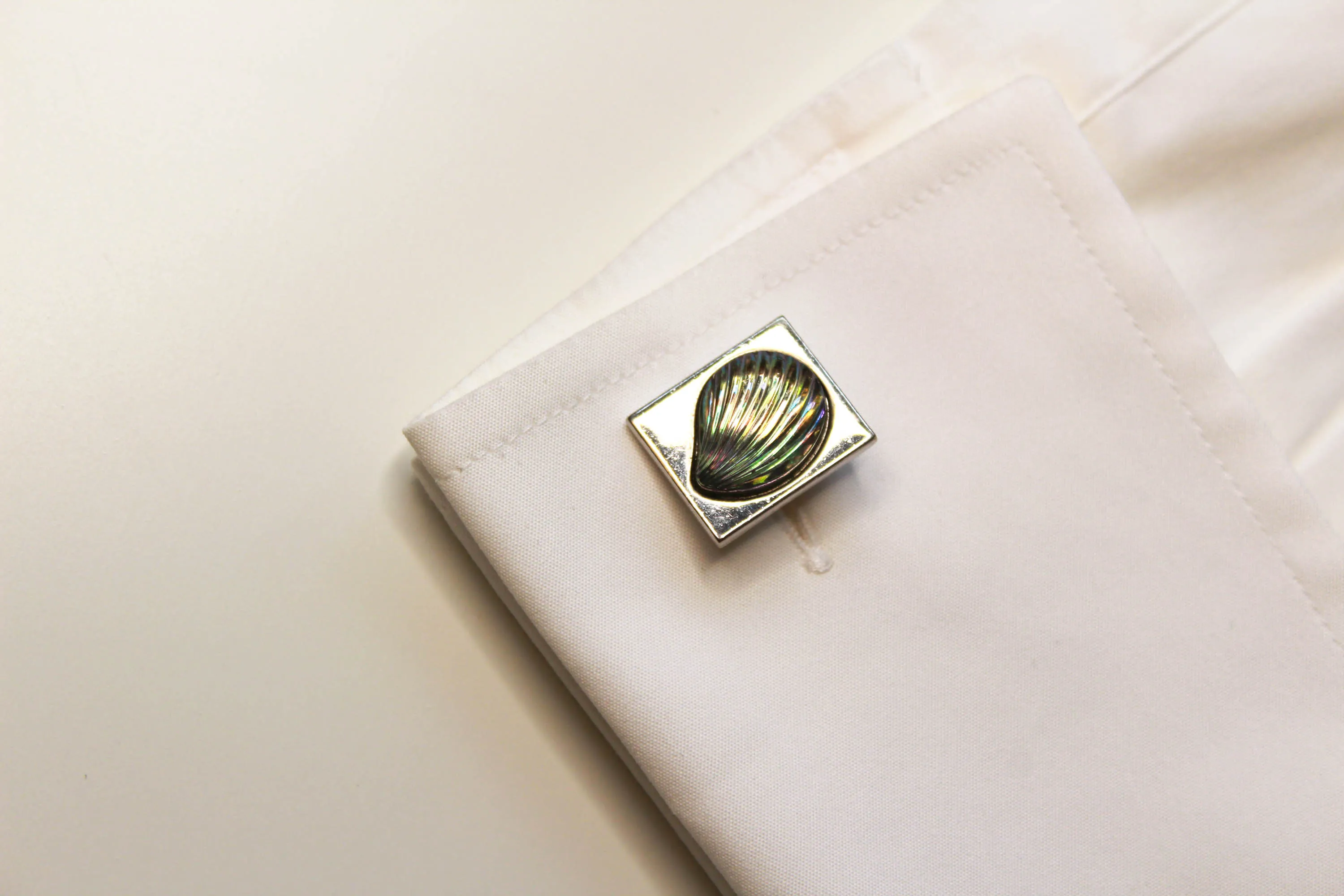 1970s Blue Shell Cufflinks