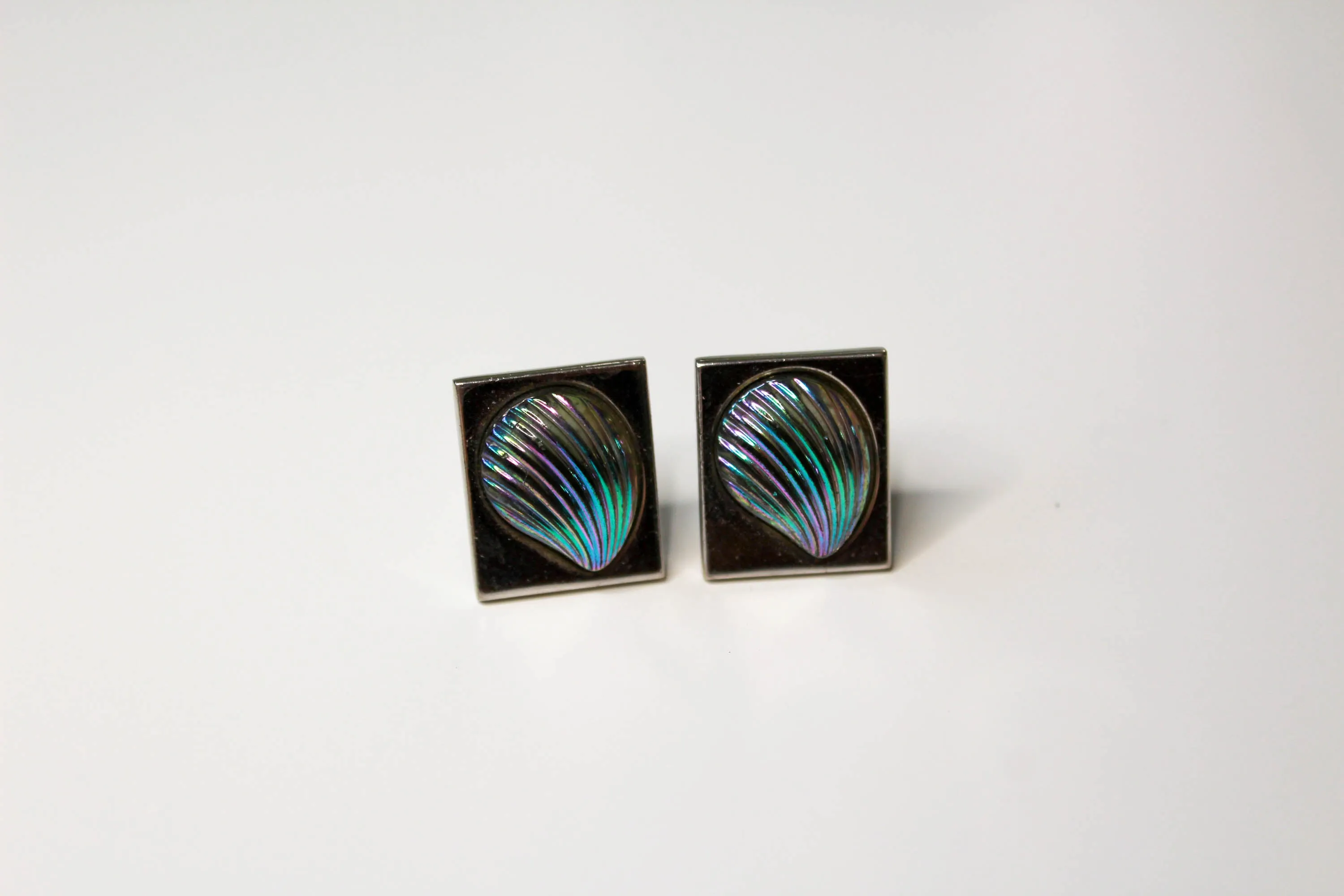 1970s Blue Shell Cufflinks