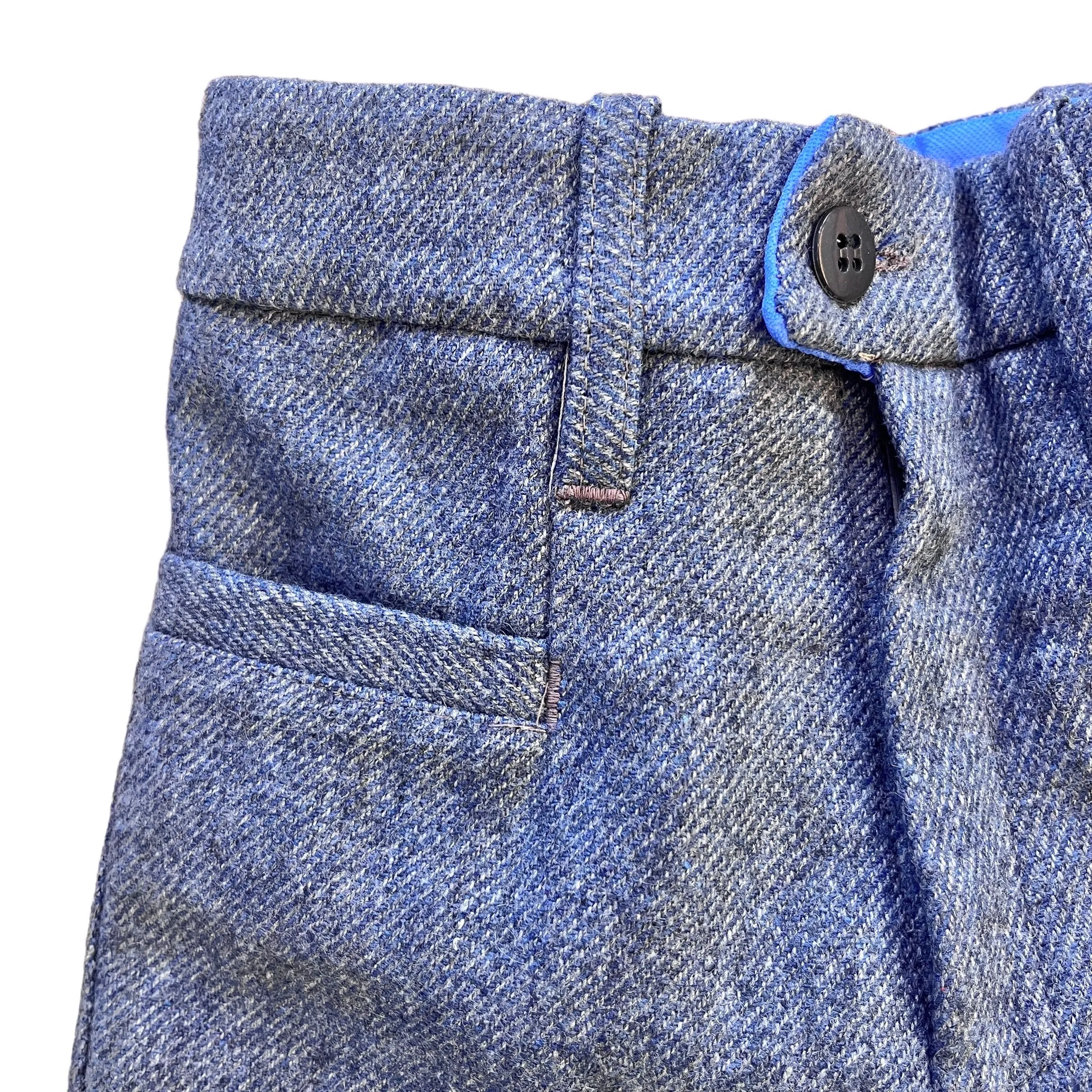 1970s Blue/Grey Flare Trousers /  12-18M