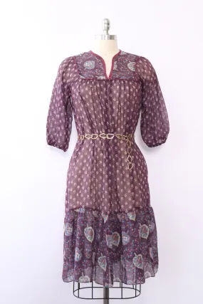 1970s Breezy Berry Smock Dress XS/S