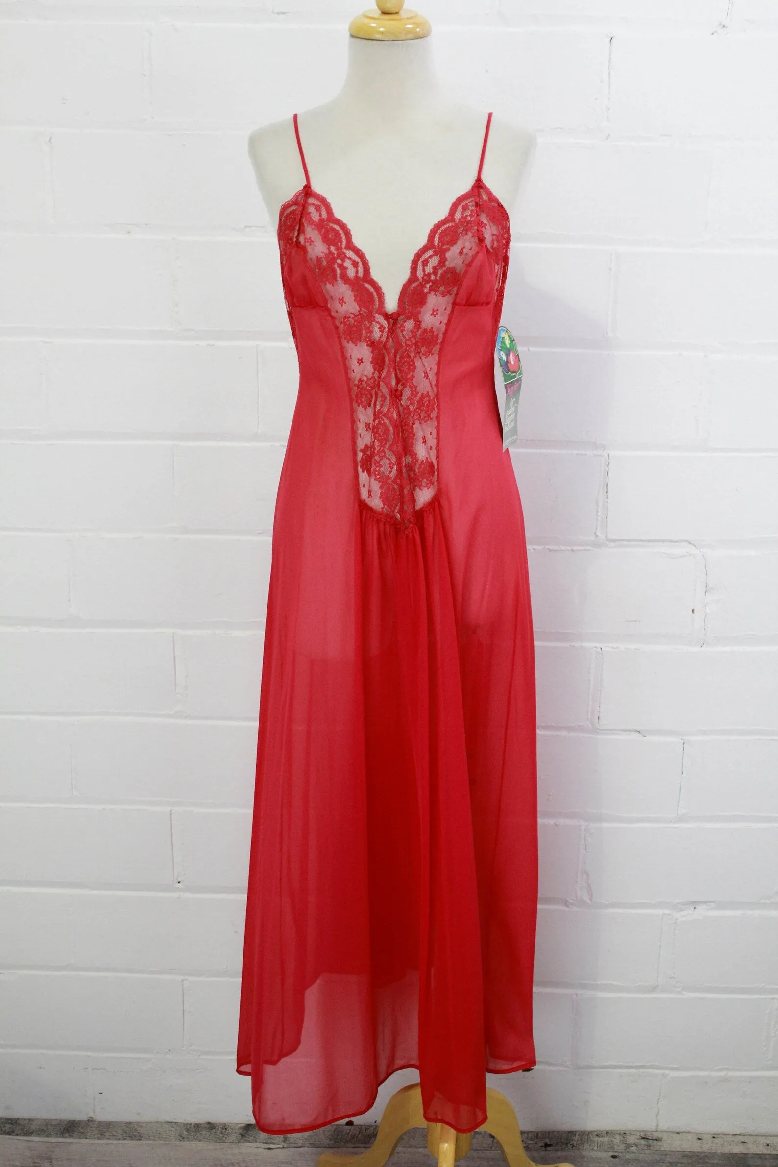 1970s Deadstock Magenta Slip Nightgown, Small