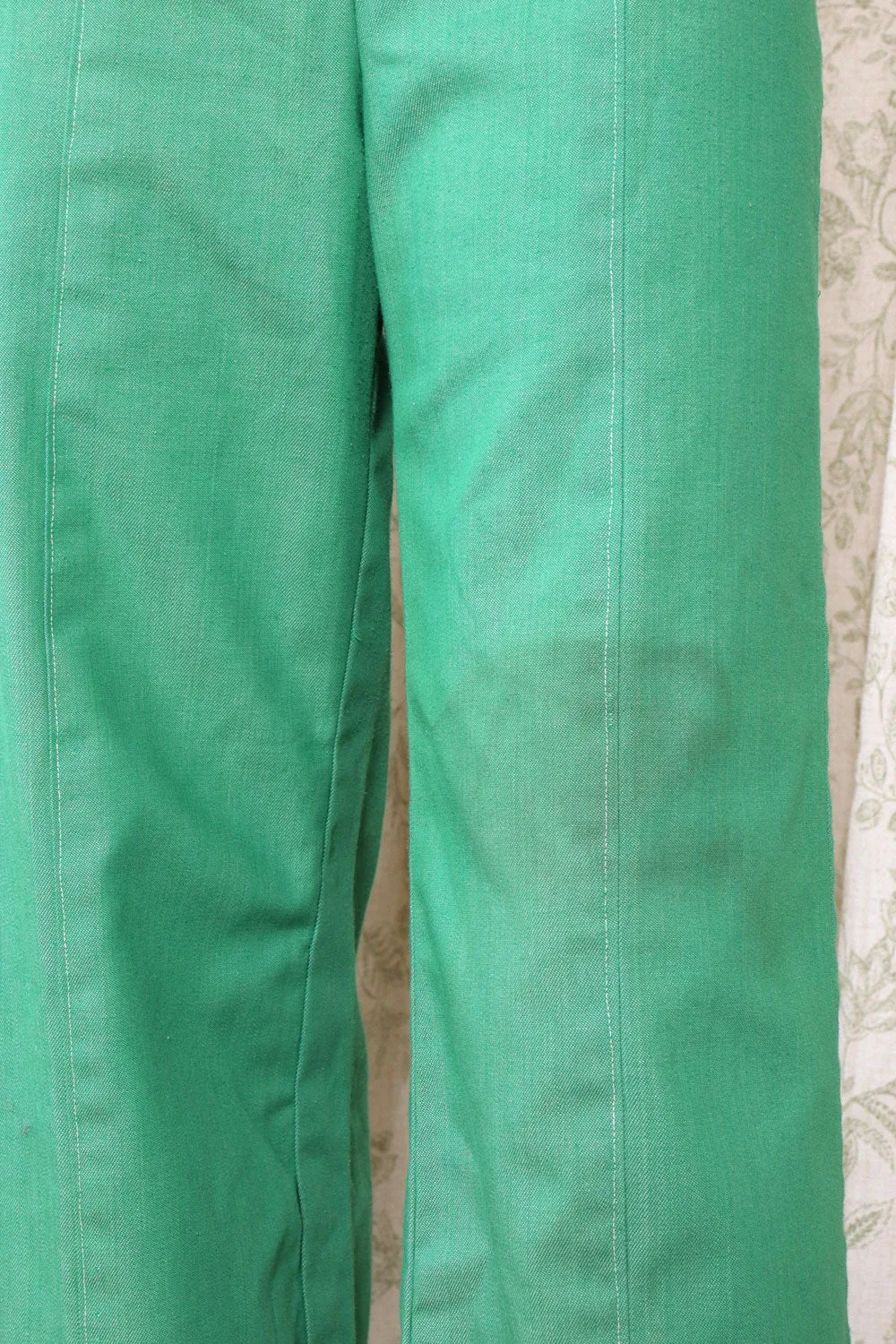 1970s Frog Green Flared Suit S