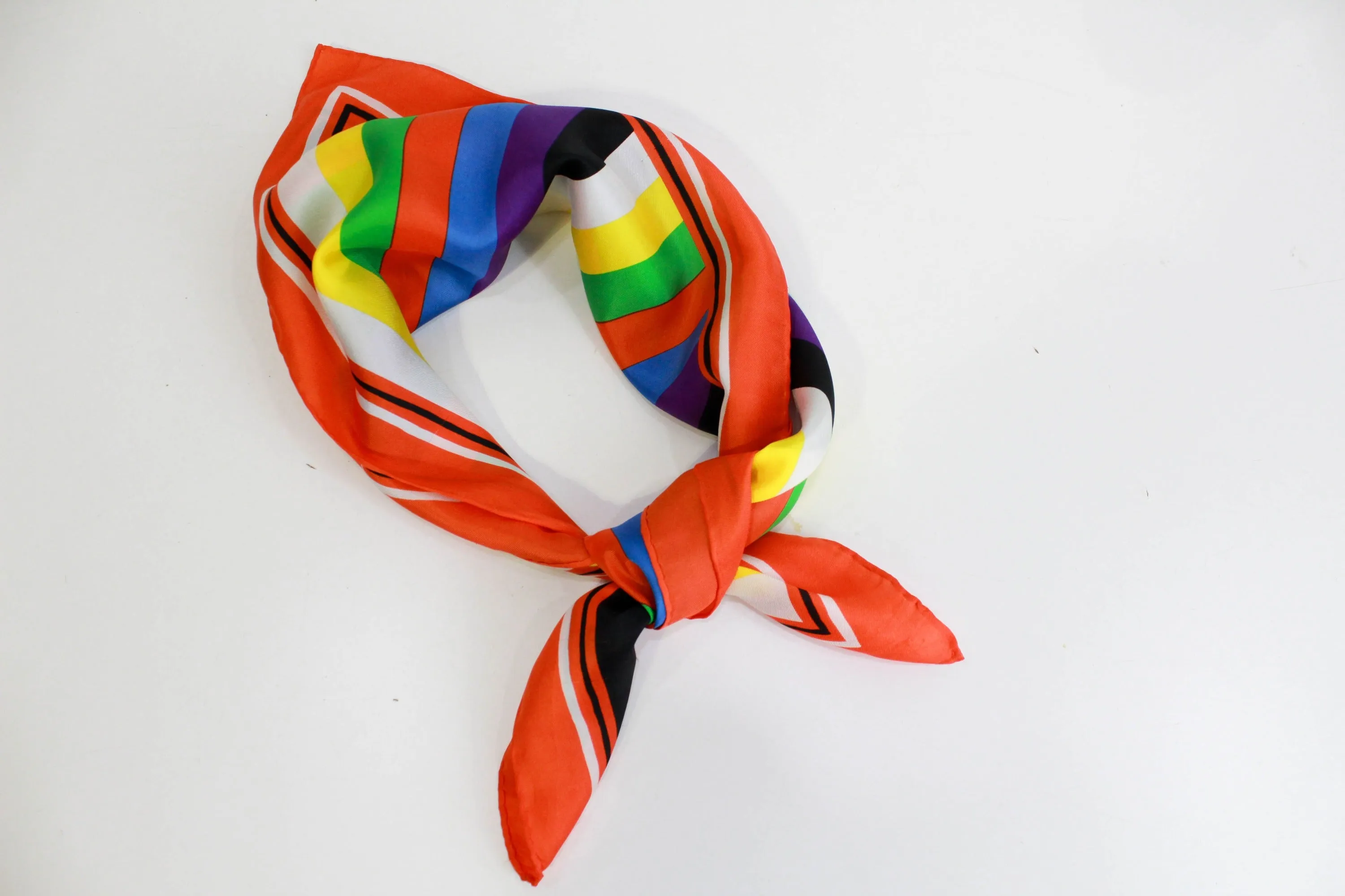 1970s Striped Silk Scarf, Bold Colours