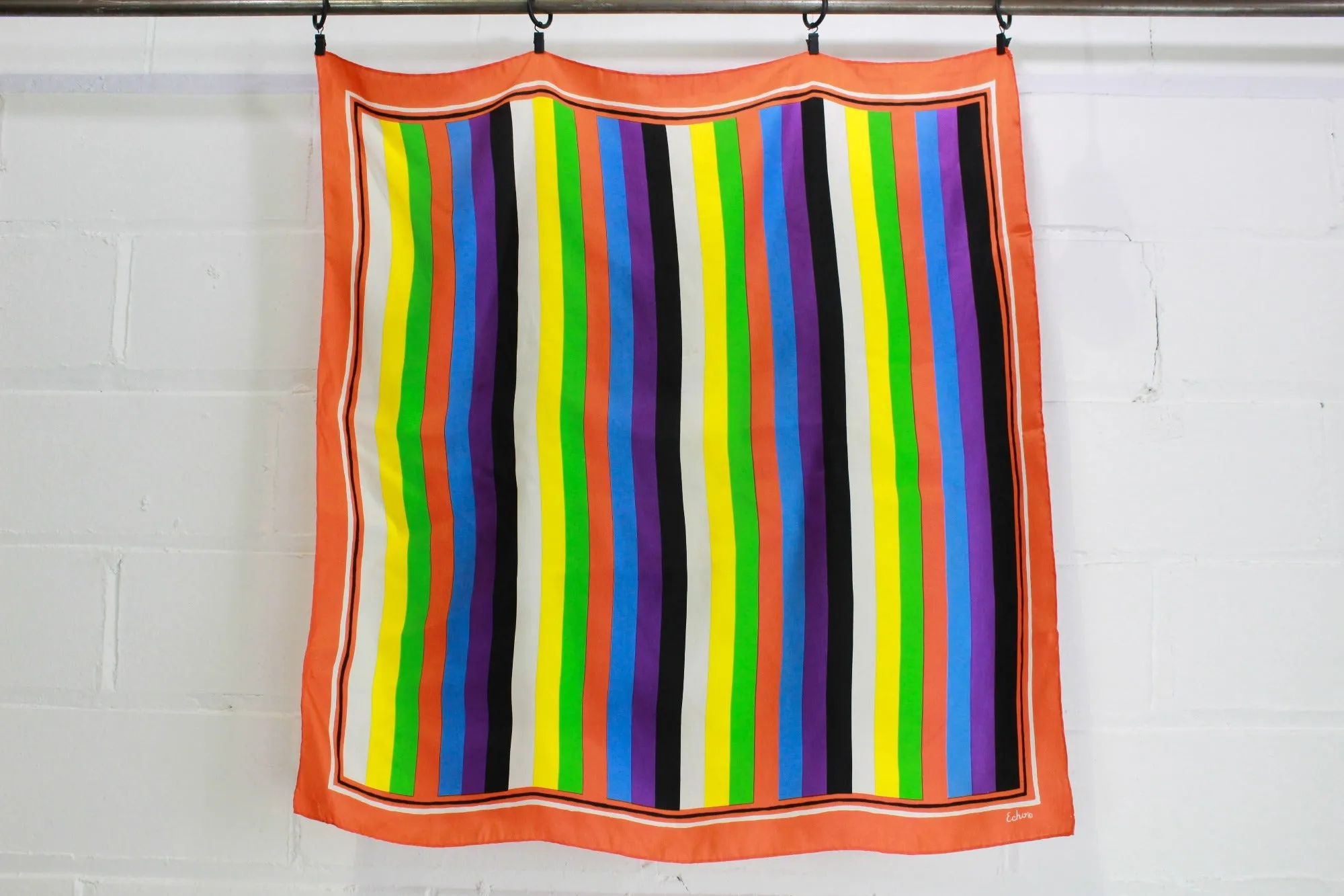 1970s Striped Silk Scarf, Bold Colours