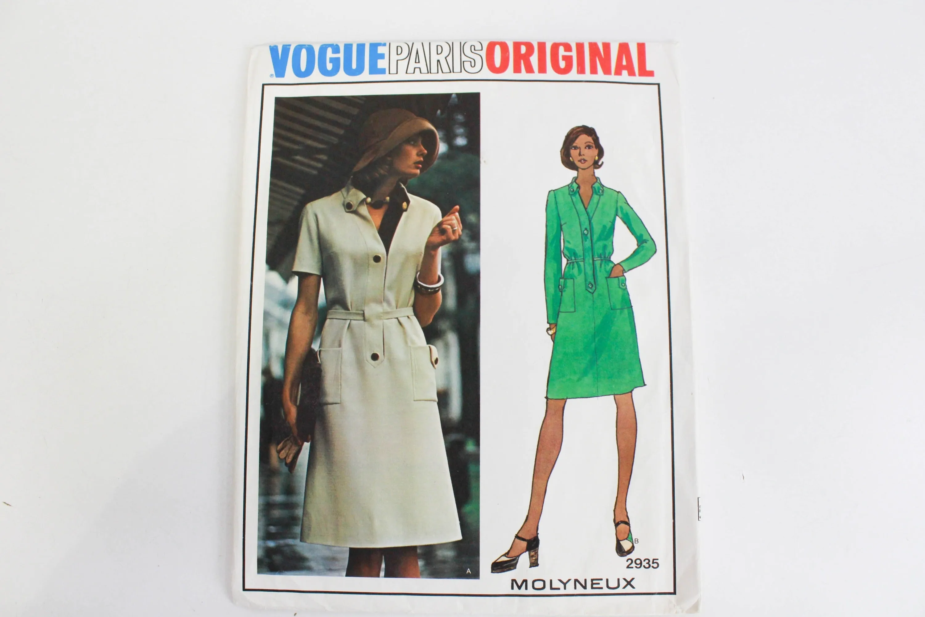 1970s Vogue Paris Original Sewing Pattern 2935, Molyneux Dress, Complete