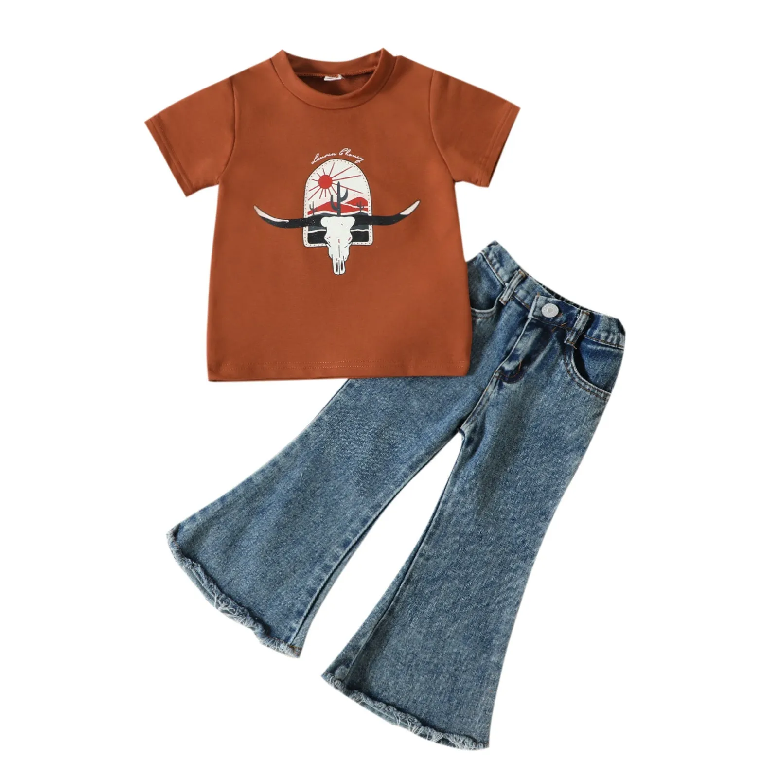 2pcs Toddler Girl Cowboy Suit