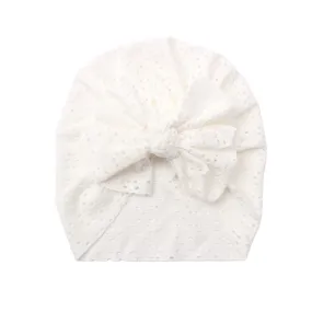 Baby Girl Honeycomb Turban — White