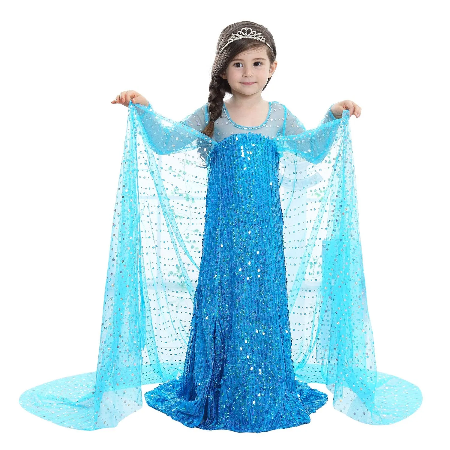 Blue Party Costume Princess Dress With Cape