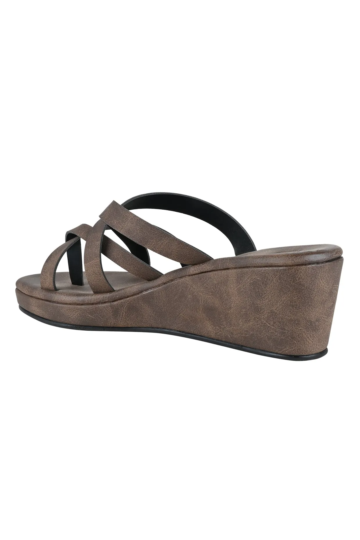 Brown Strappy Wedges For Women