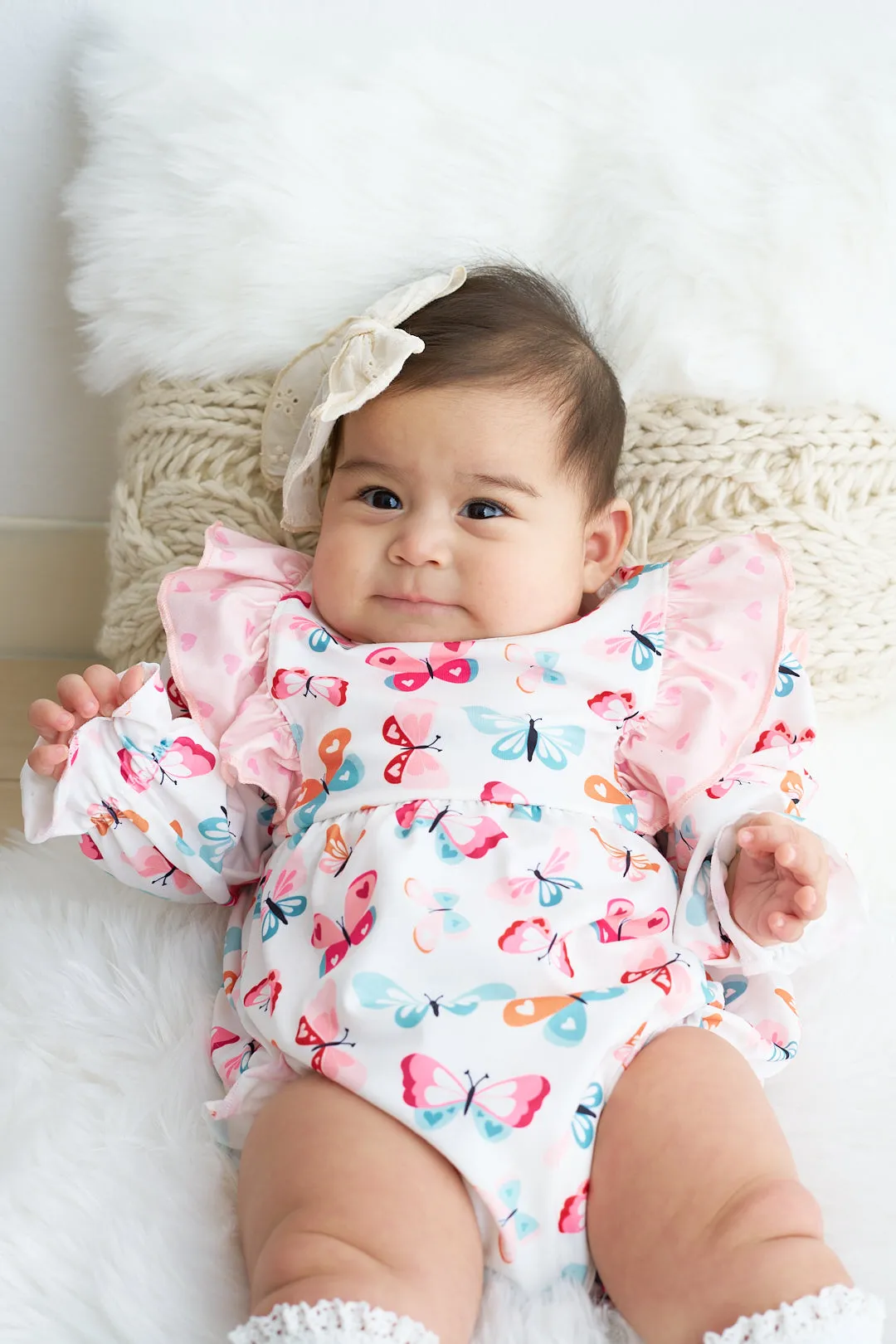 Butterfly print ruffle girl bubble