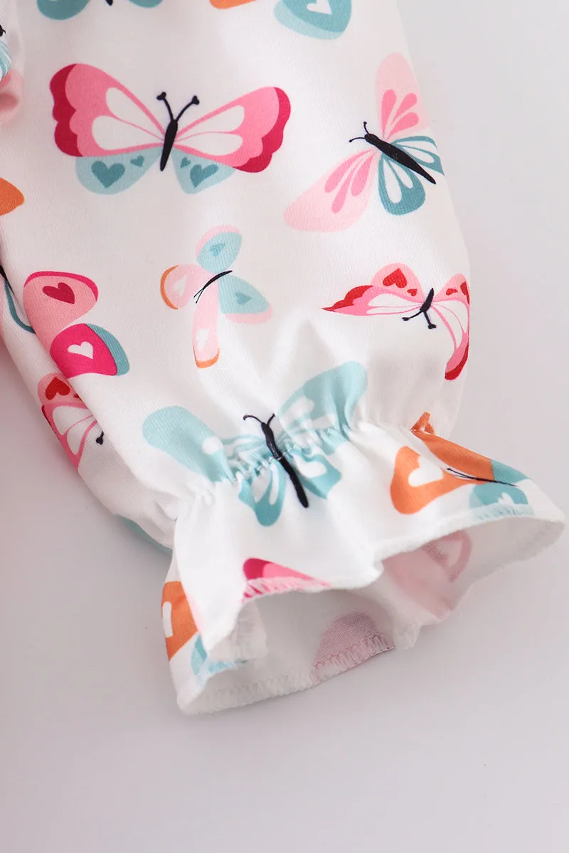 Butterfly print ruffle girl bubble