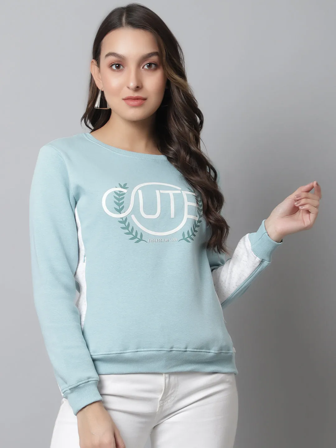 Cantabil  Women Aqua Sweatshirt