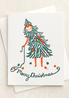 Christmas Tree Girl Card