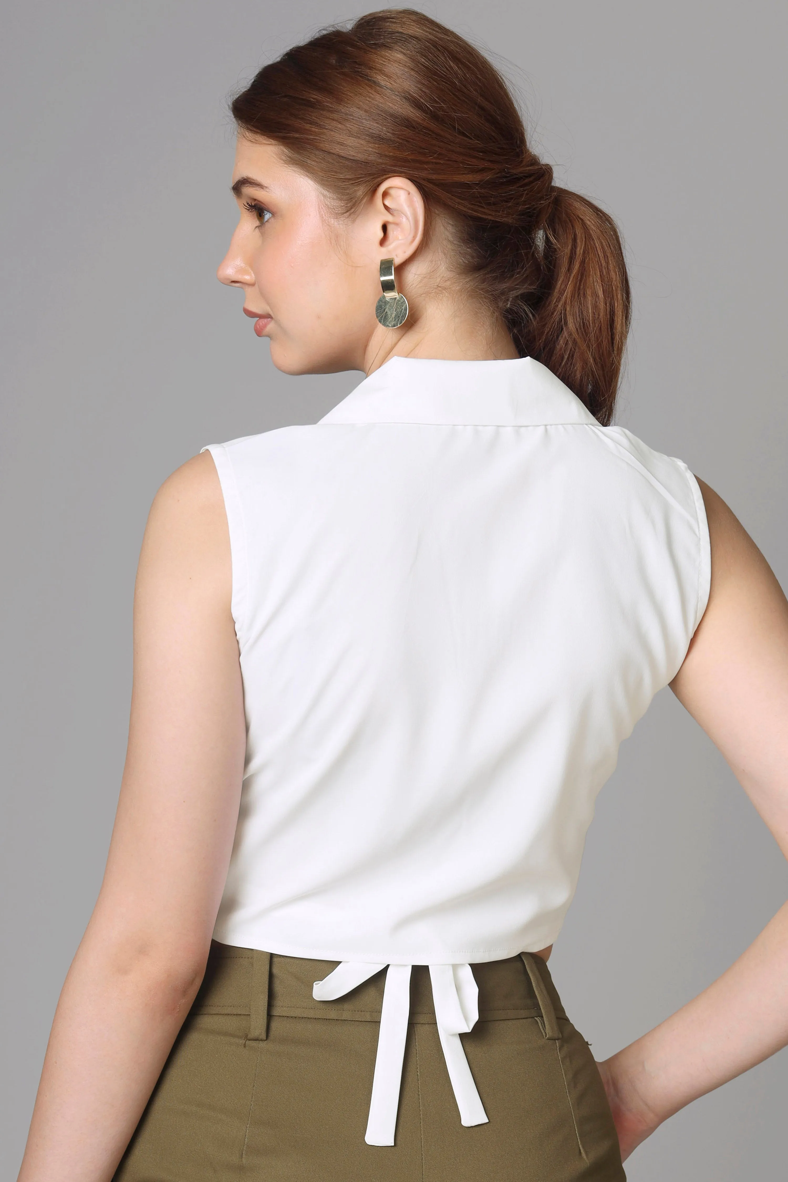 Classic Plain White Top For Women