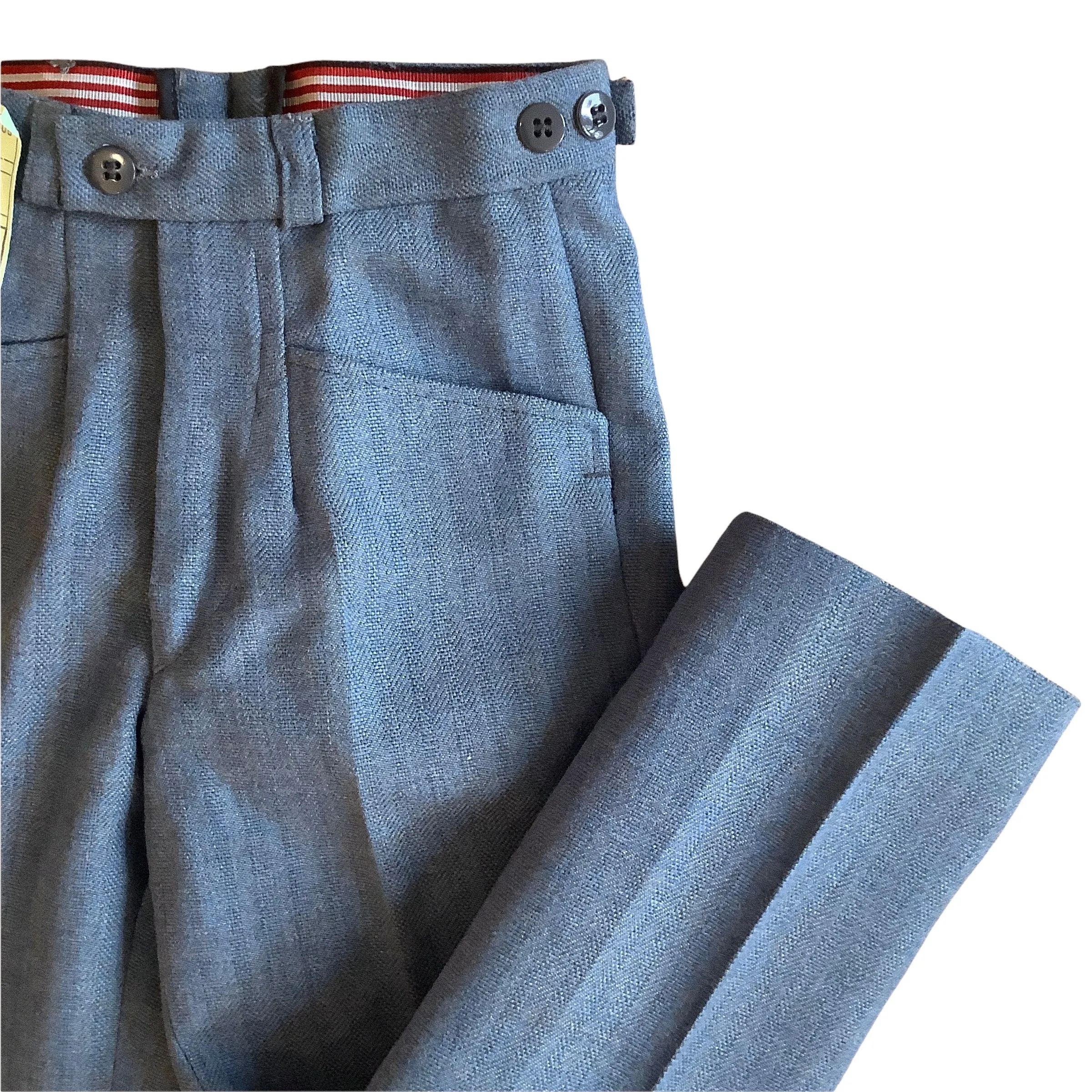 French Vintage 1970s  Blue Flare Trousers /  4-5Y