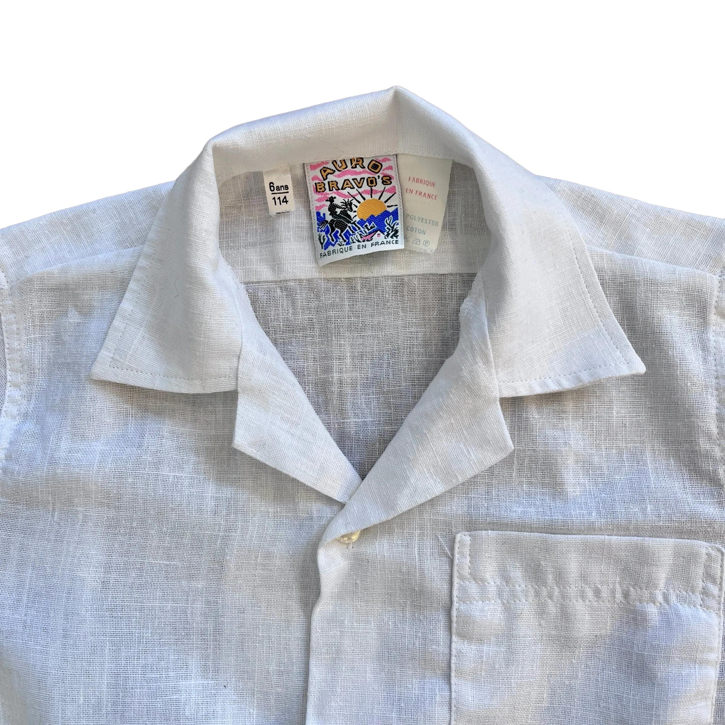 French  Vintage 1970s White Shirt /  5-6Y