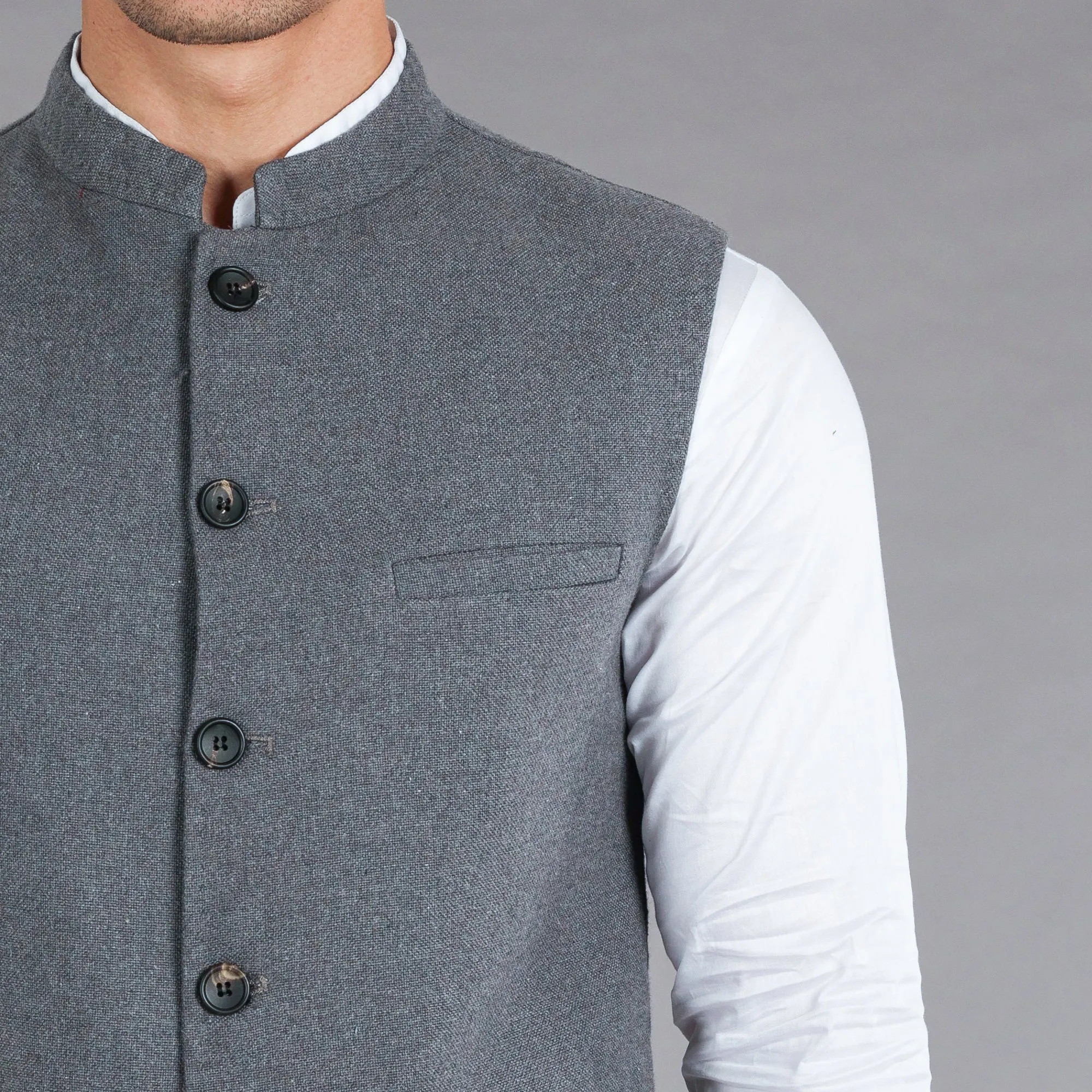 Grey Khaddar Waistcoat