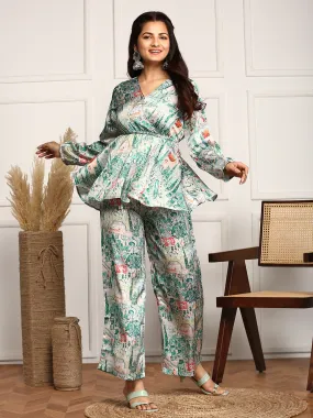 ISHIN Women Printed Top & Trouser