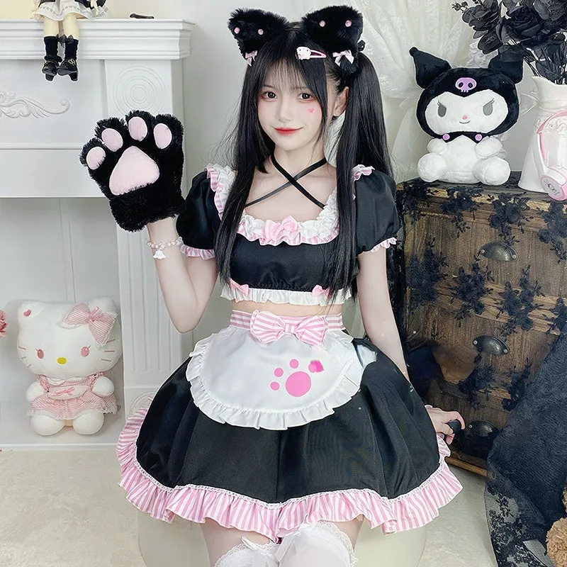 Lovely Sweet Girl Pink Cat Girl Maid Dress ON649