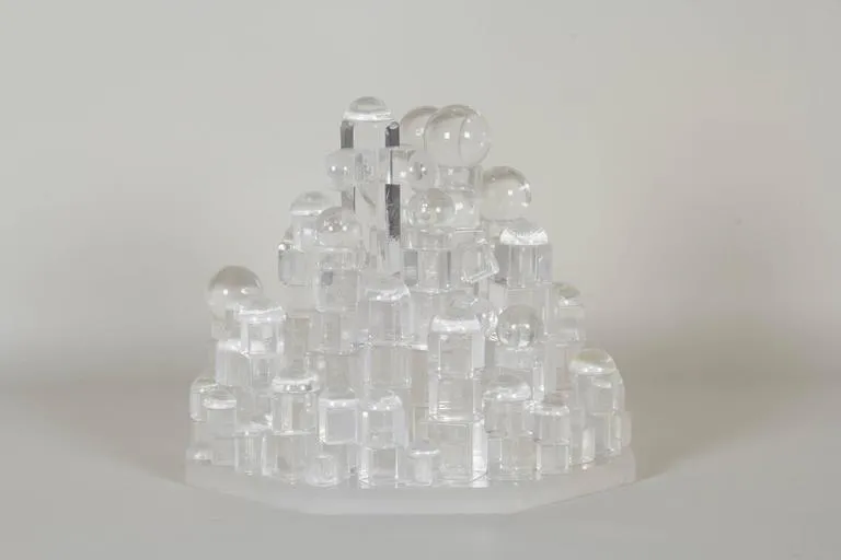 Lucite Sculpture with Geometric Forms in Lucite, 1970s