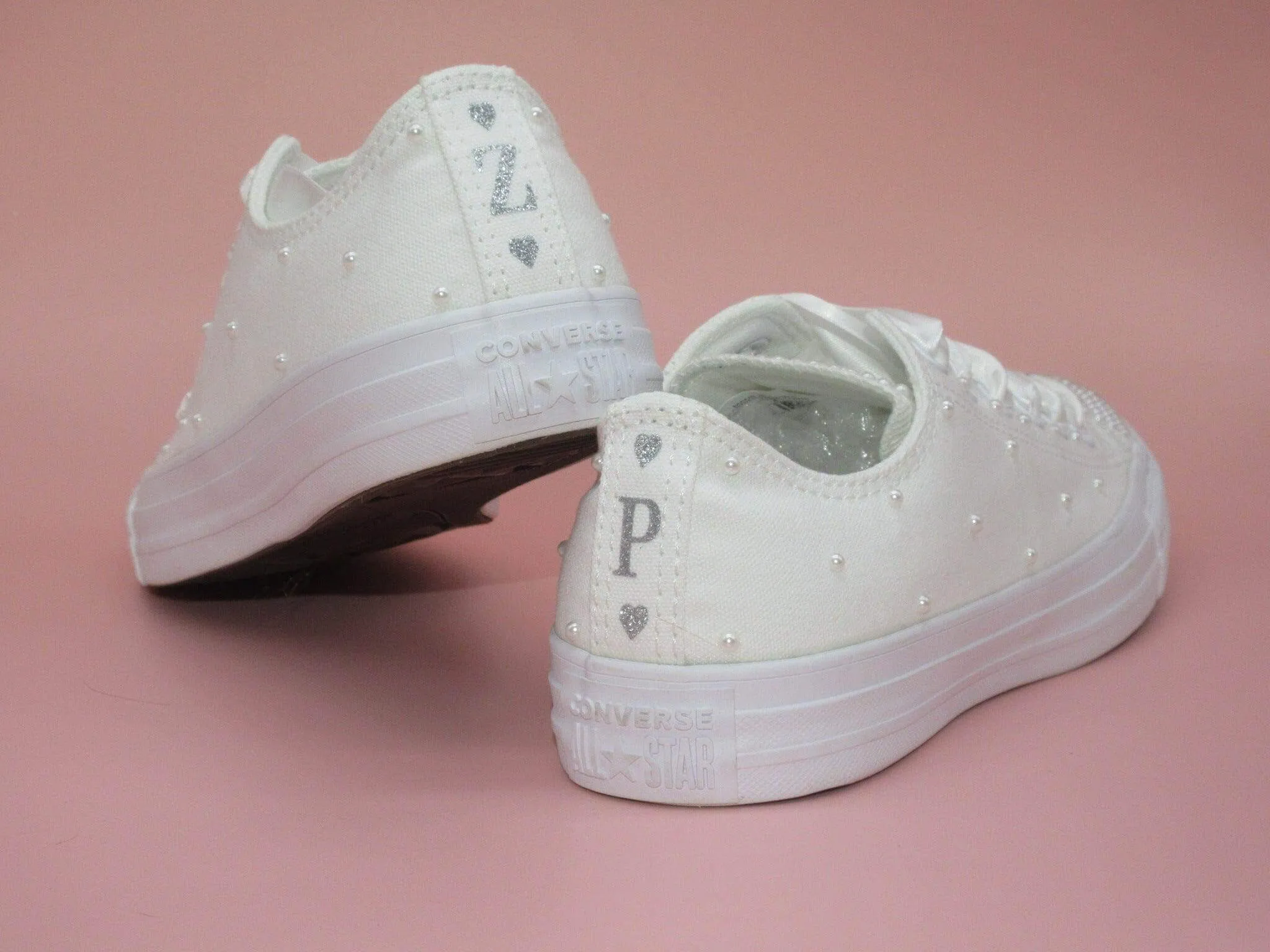 Personalised Wedding Pearl Converse & Laces.