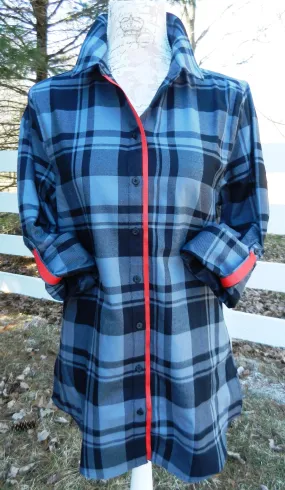 Saturday Tunic Grey Plaid w Red Ribbon (Sat Grey-Red)