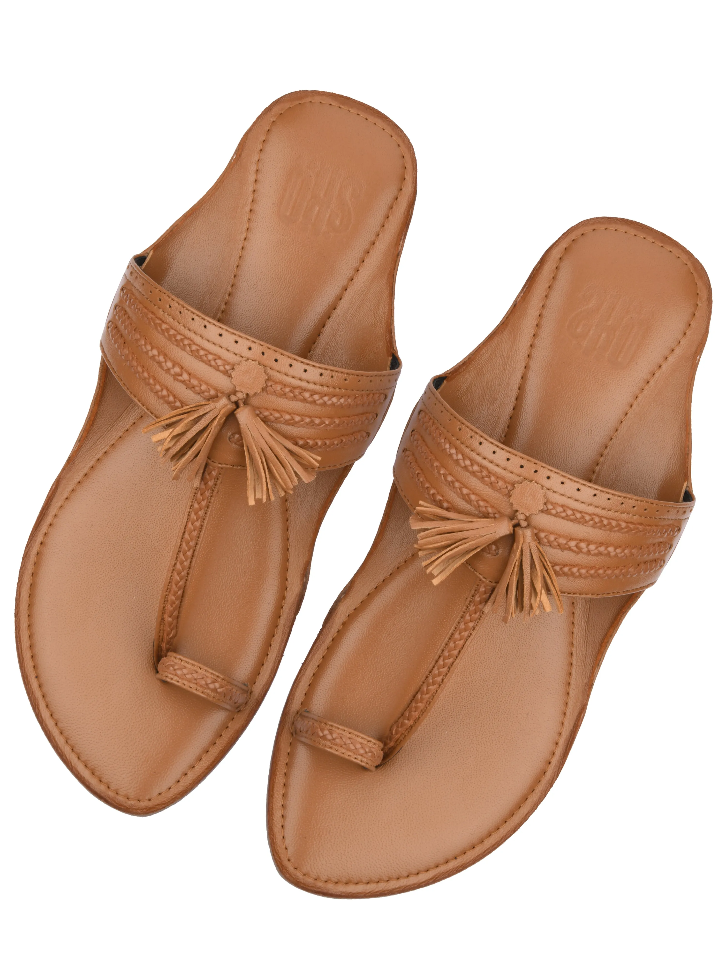 Tan Braided Kolhapuri For Women