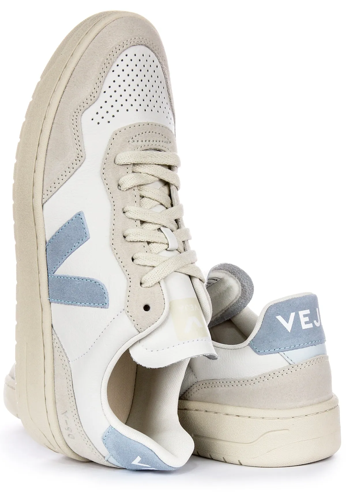 Veja V 90 Leather In White Blue For Women