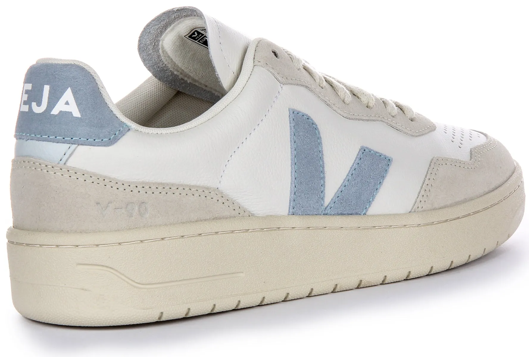 Veja V 90 Leather In White Blue For Women