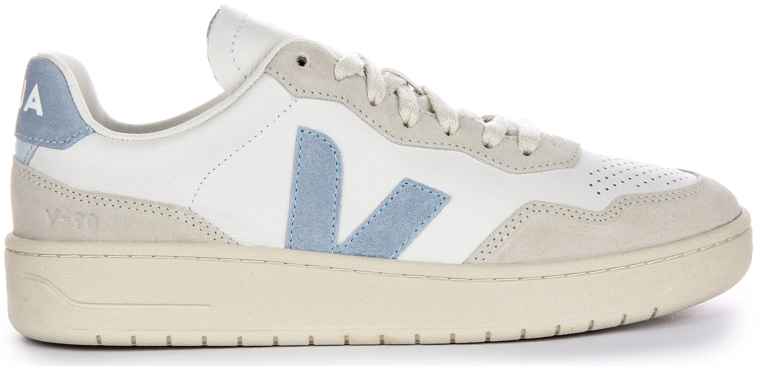 Veja V 90 Leather In White Blue For Women