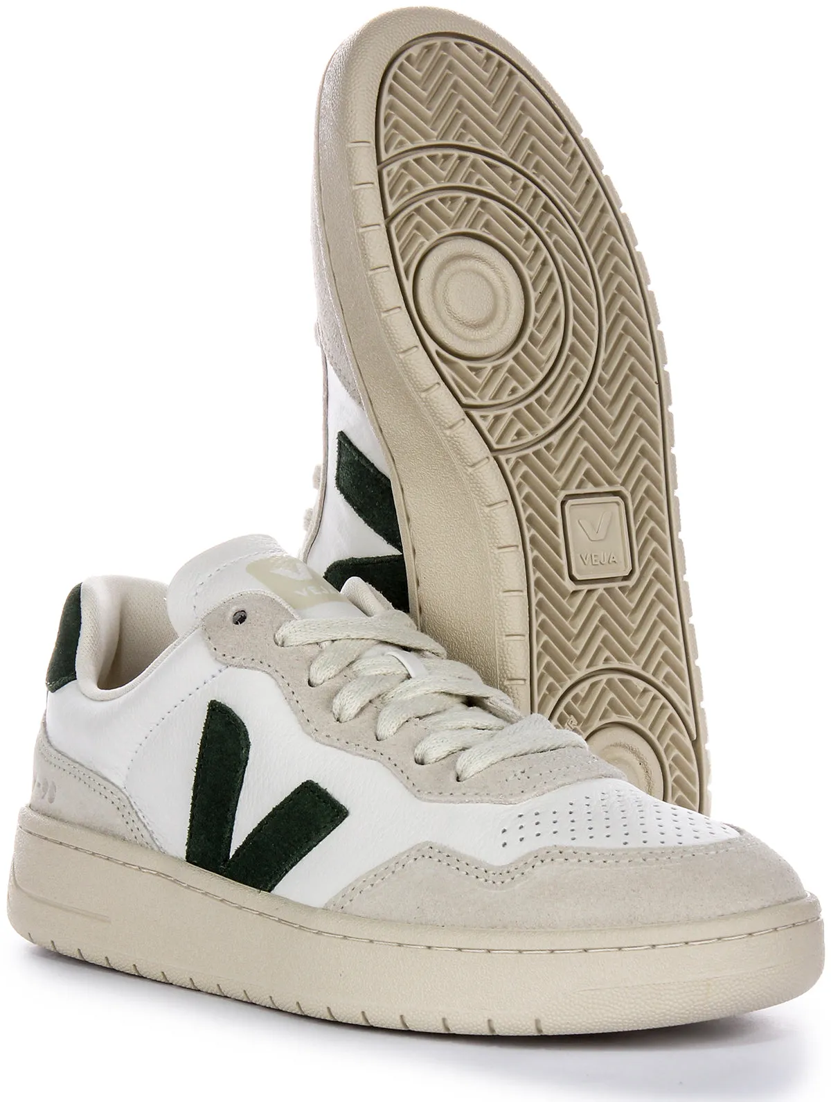 Veja V 90 Leather In White Green For Women