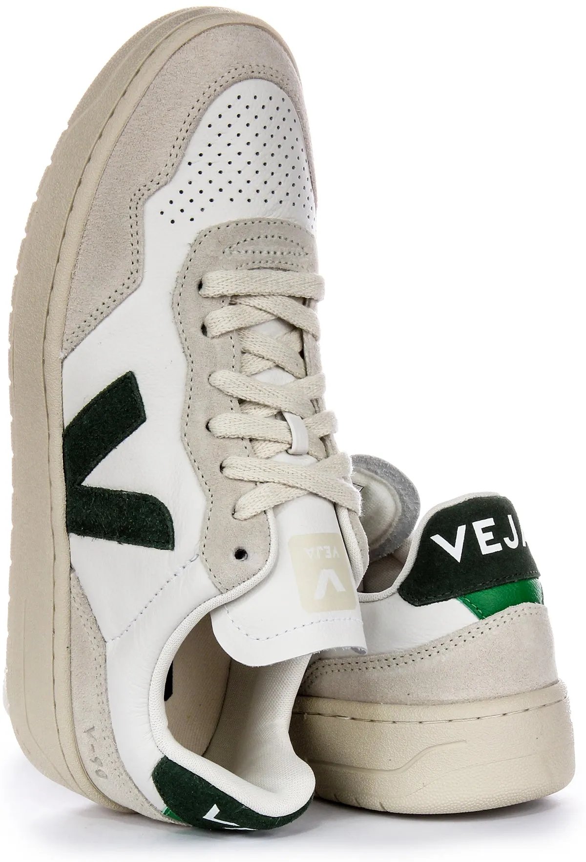 Veja V 90 Leather In White Green For Women