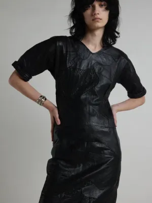 Vintage 1970s Black Patch Work Dress from Australia