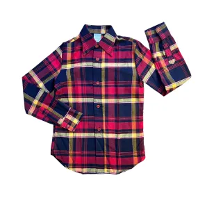 Vintage 1970s Black / Red Check Shirt  10-12 Years