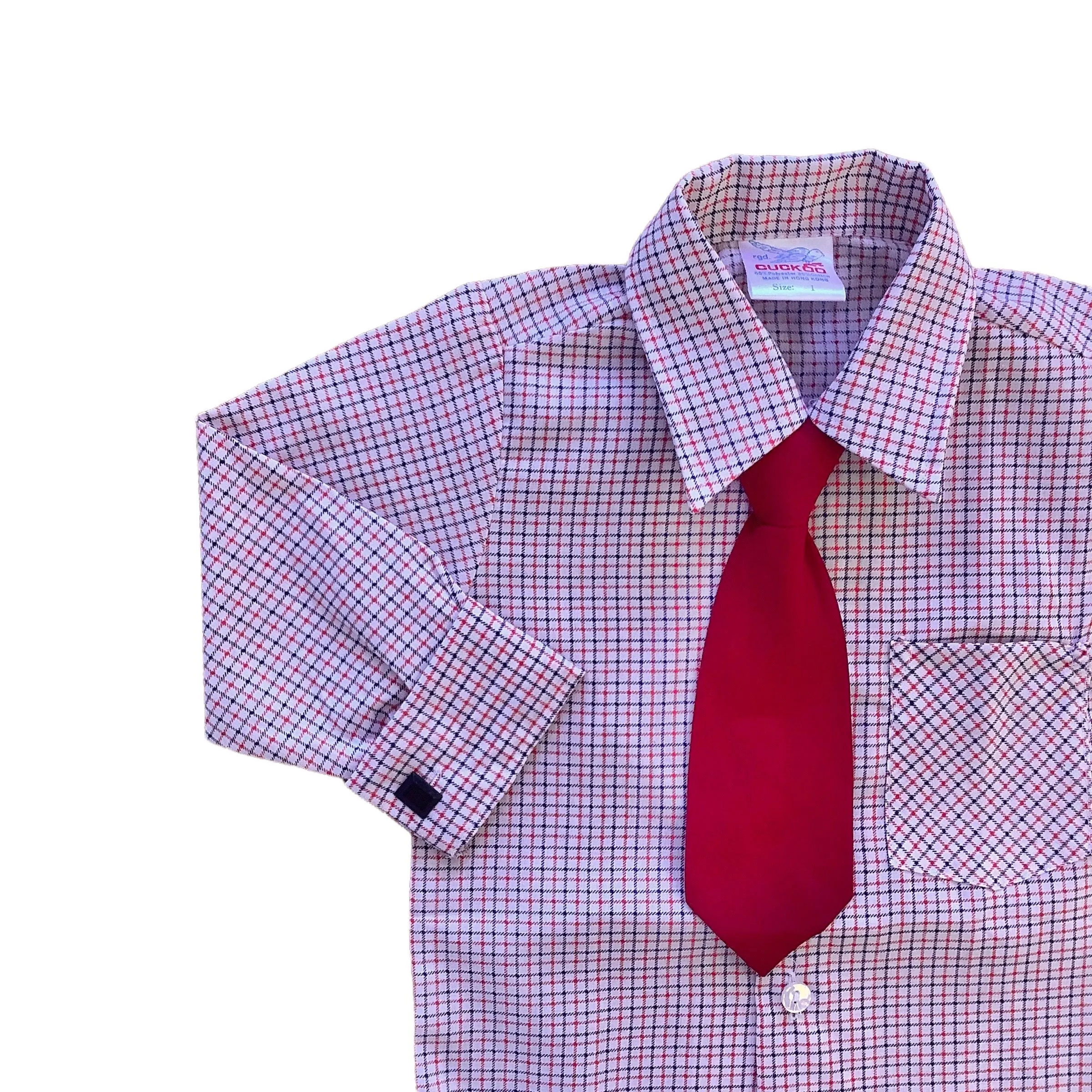 Vintage 1970's Check Shirt   Tie / 9-12M