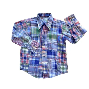 Vintage 1970's Patchwork Check  Shirt  / 6-7Y