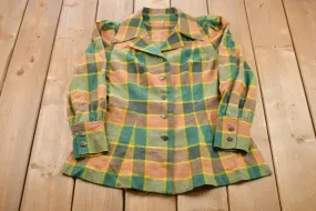 Vintage 1970s Plaid Button Up Shirt / 1970s Button Up / Vintage Flannel / Plaid Flannel / Casual Shirt / Formal Shirt