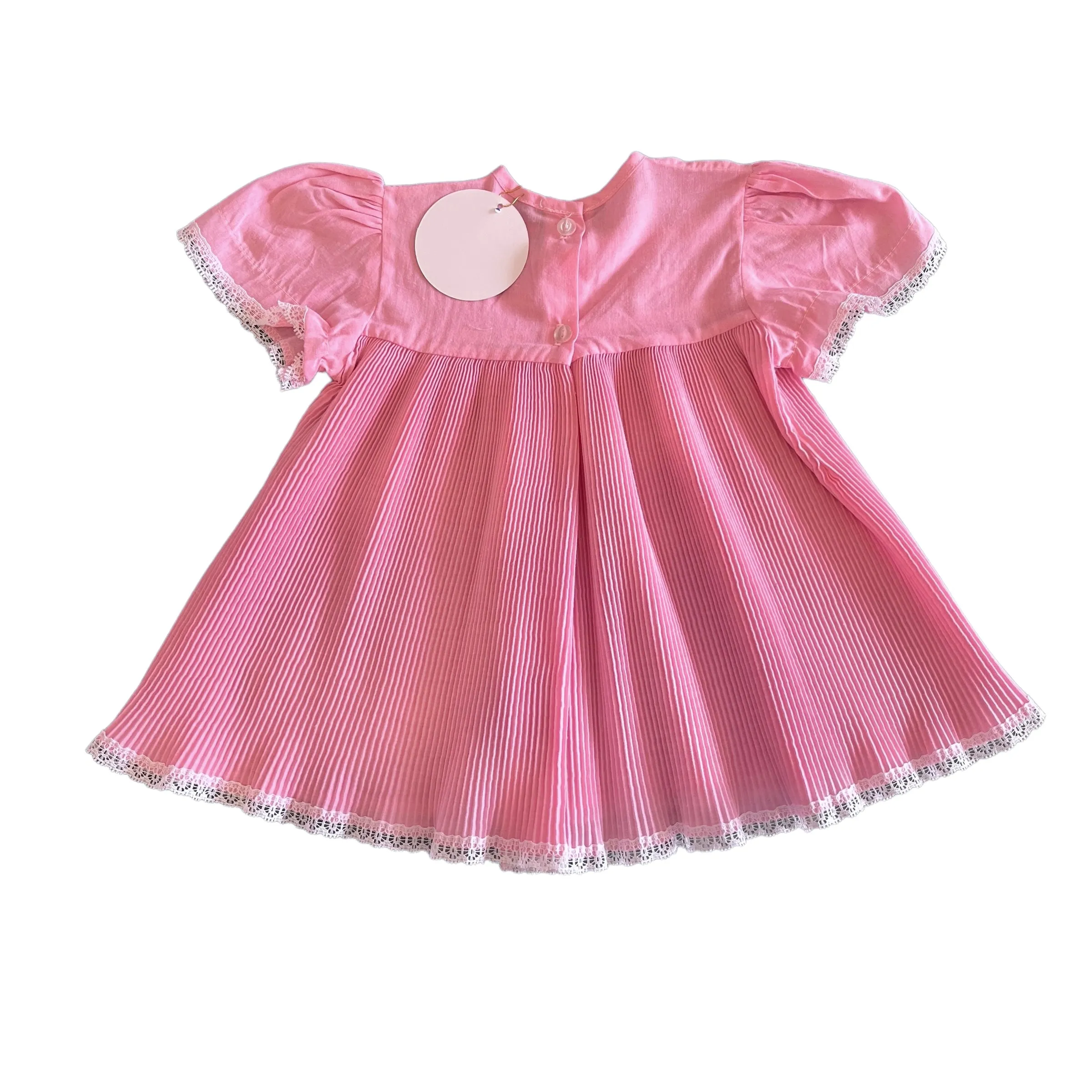 Vintage 1970s Pleated Pink Dress / 0-3M