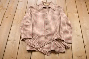 Vintage 1970s Russ Hounds Tooth Button Up Shirt / 1970s Button Up / Vintage Flannel / Plaid Flannel / Casual Shirt / Formal Shirt