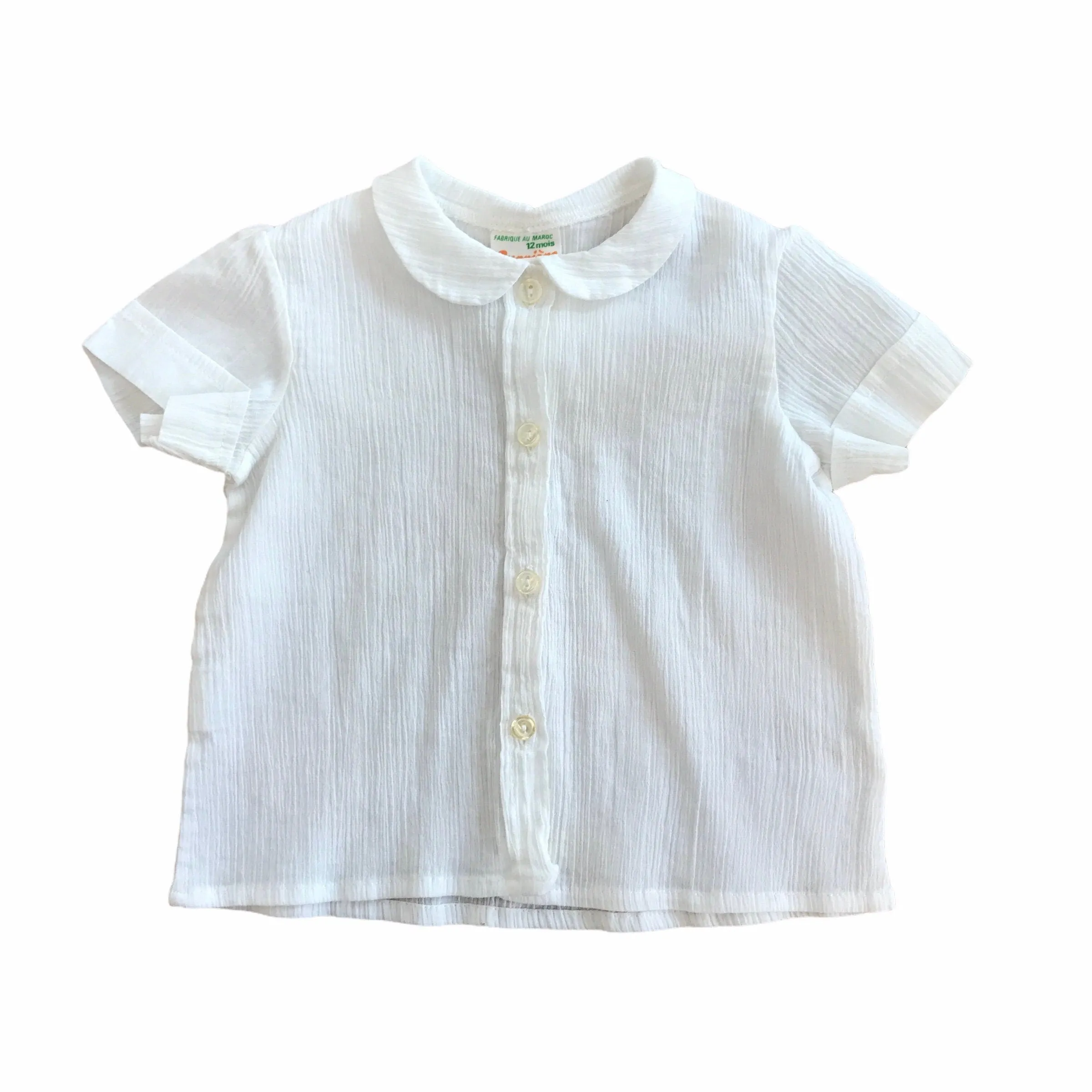 Vintage 1970s White Textured Shirt/Blouse  6-9 Months