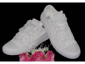 Wedding Bridal Custom White Pearl Converse- Wedding Sneakers- Bride Converse- Bling Sneakers