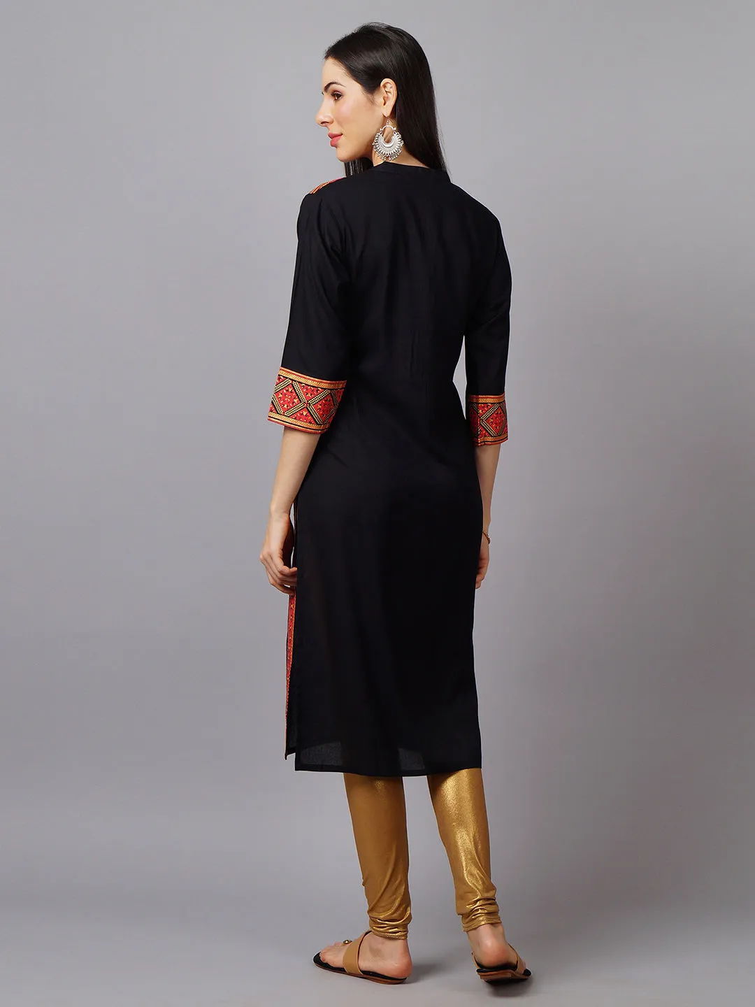 Women Black Geometric Kurta