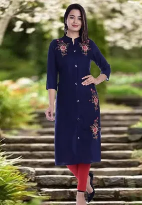 Women Embroidered Viscose Rayon Kurti