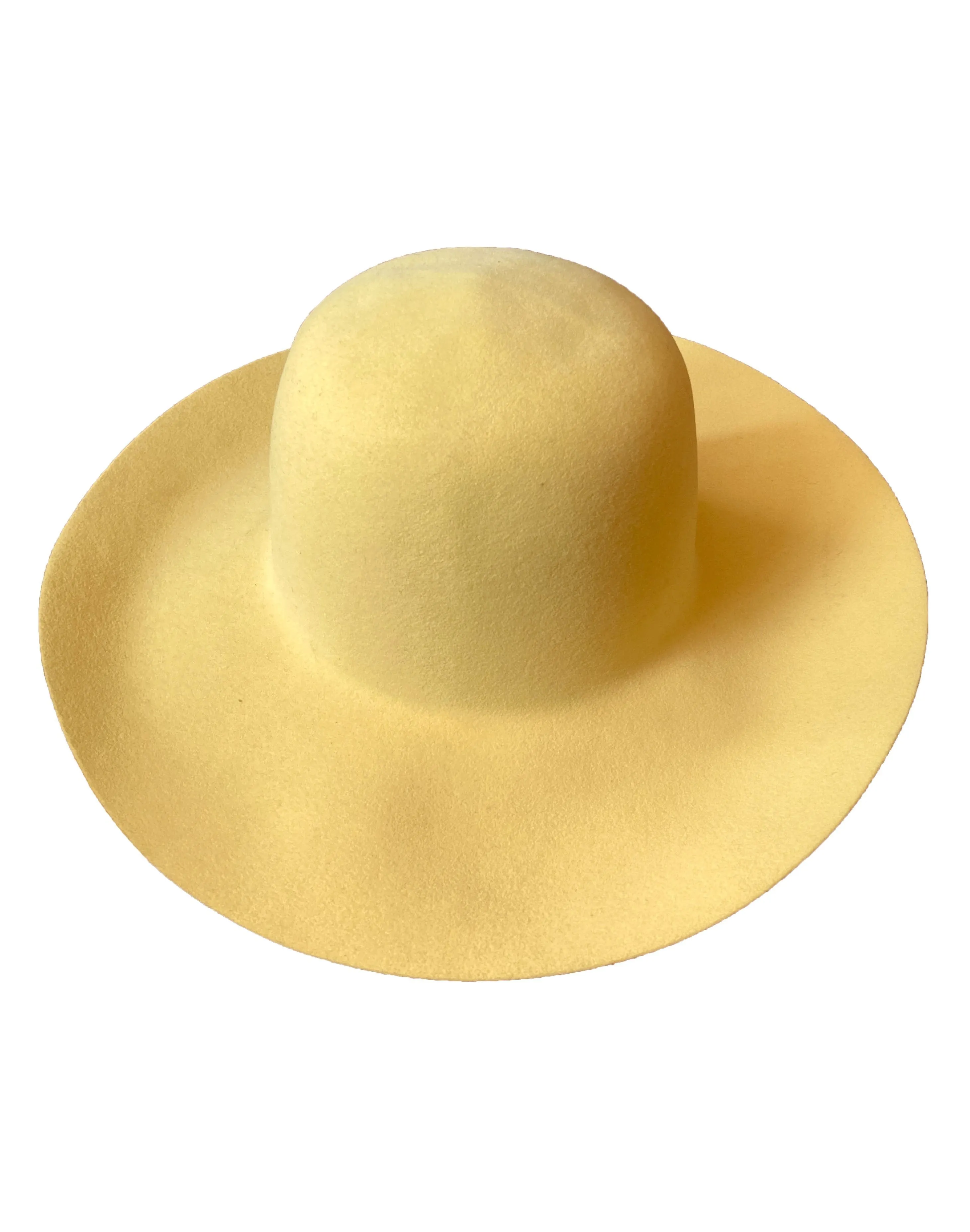 Yellow Wool Felt Floppy Dome Hat